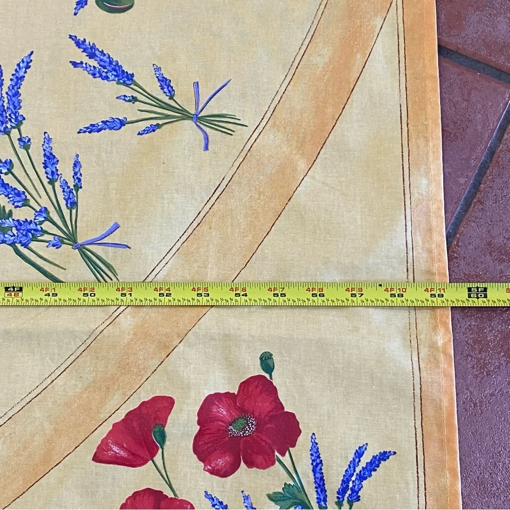La Cigale Table Cloth Poppy Lavender Yellow Background Rectangle Approx 60X96